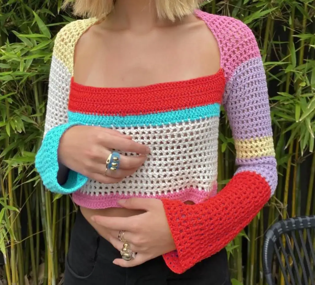 Women Crochet Knit Crop Tops Y2K Long Sleeve Color Block Hollow Out Regular Fit Sweaters Vest Tops Streetwear
Women Crochet Knit Crop Tops Y2K Long Sleeve Color Block Hollow Out Regular Fit Sweaters Vest Tops Streetwear