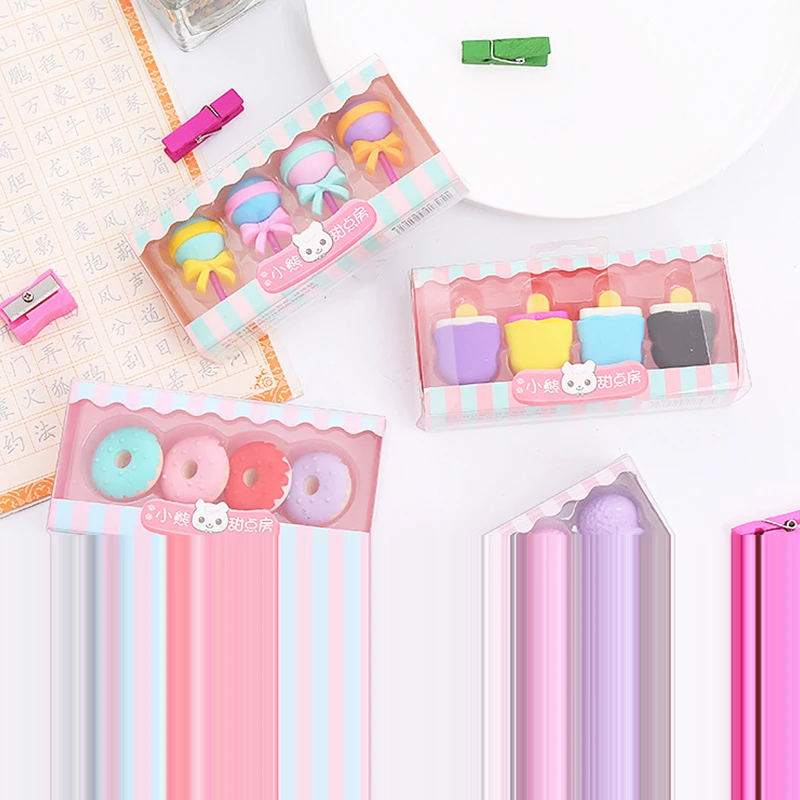 4pcs/set Yummy Dessert Erasers Set Mini Lollipop Icecream Popsicle Donuts Rubber Pencil Eraser For Kids School Students Awards
4pcs/set Yummy Dessert Erasers Set Mini Lollipop Icecream Popsicle Donuts Rubber Pencil Eraser For Kids School Students Awards