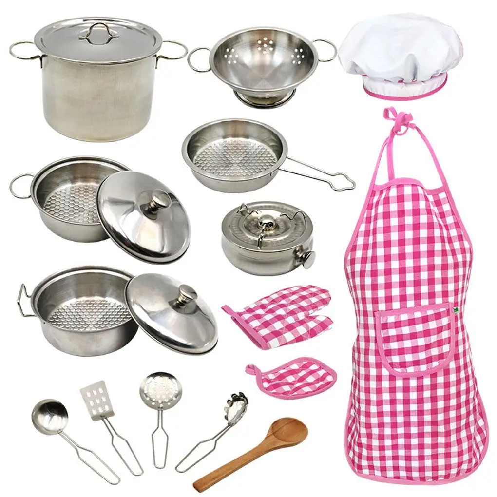18pcs Toddlers Kitchenware 304 Stainless Steel Pots Pans Children Cookware Kids Pretend Cooking Toys
18pcs Toddlers Kitchenware 304 Stainless Steel Pots Pans Children Cookware Kids Pretend Cooking Toys