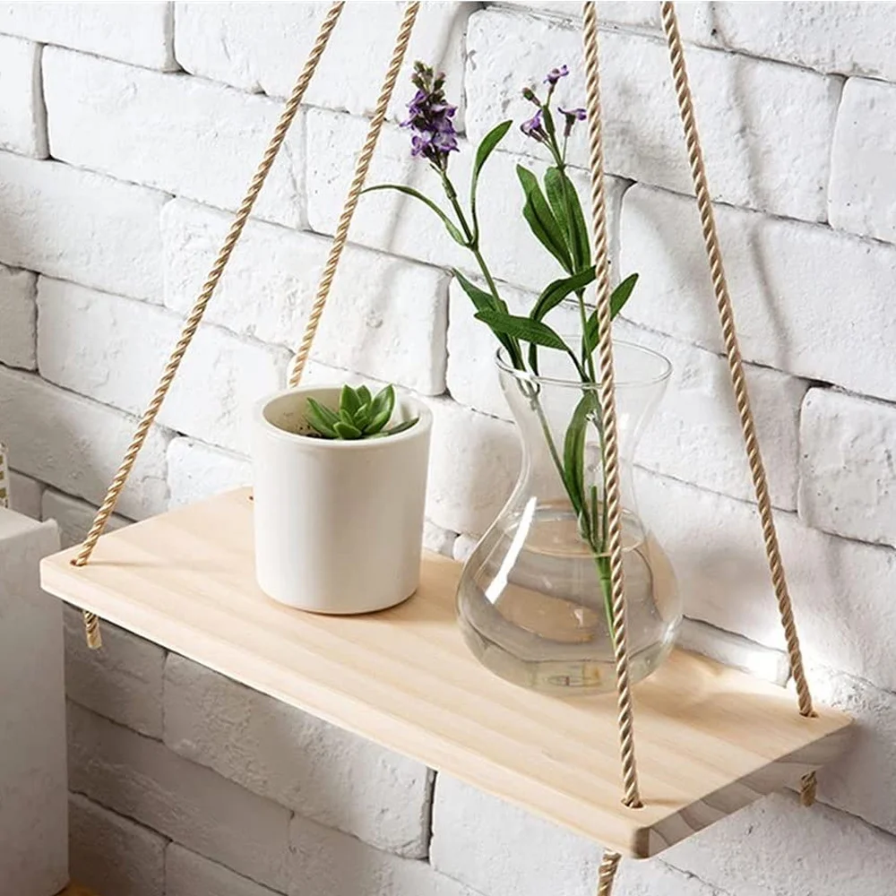 1pcs Wooden Rope Swing Wall Hanging Shelves 45x14cm Plant Flower Wall Shelves Home Decor Modern Simple Design Garden Decoration
1pcs Wooden Rope Swing Wall Hanging Shelves 45x14cm Plant Flower Wall Shelves Home Decor Modern Simple Design Garden Decoration