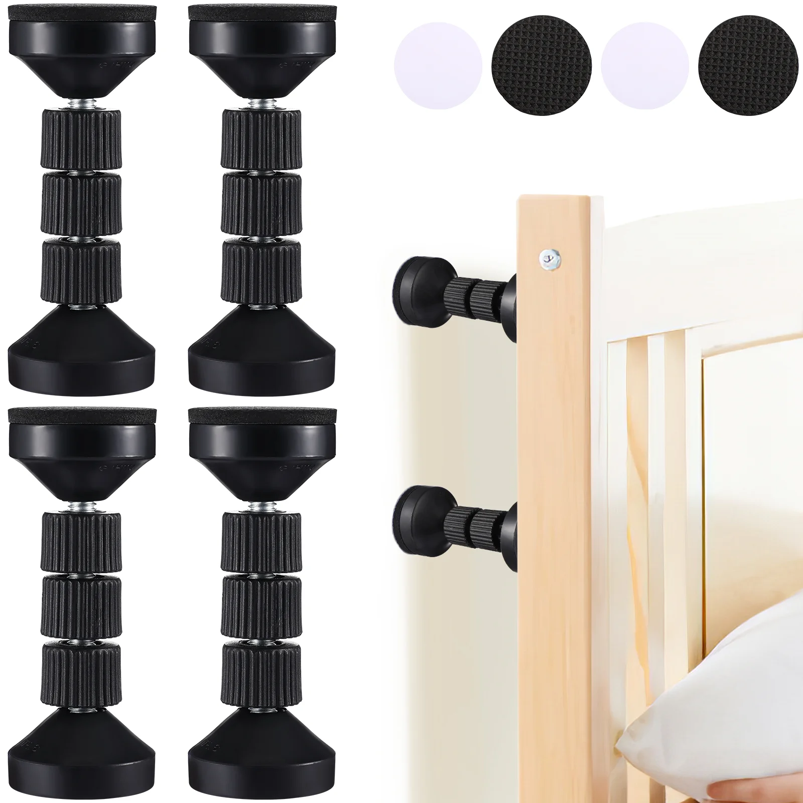 4 Pcs Headboard Stoppers for Wall Adjustable Threaded Bed Frame Anti-Shake Stoppers Tools
4 Pcs Headboard Stoppers for Wall Adjustable Threaded Bed Frame Anti-Shake Stoppers Tools