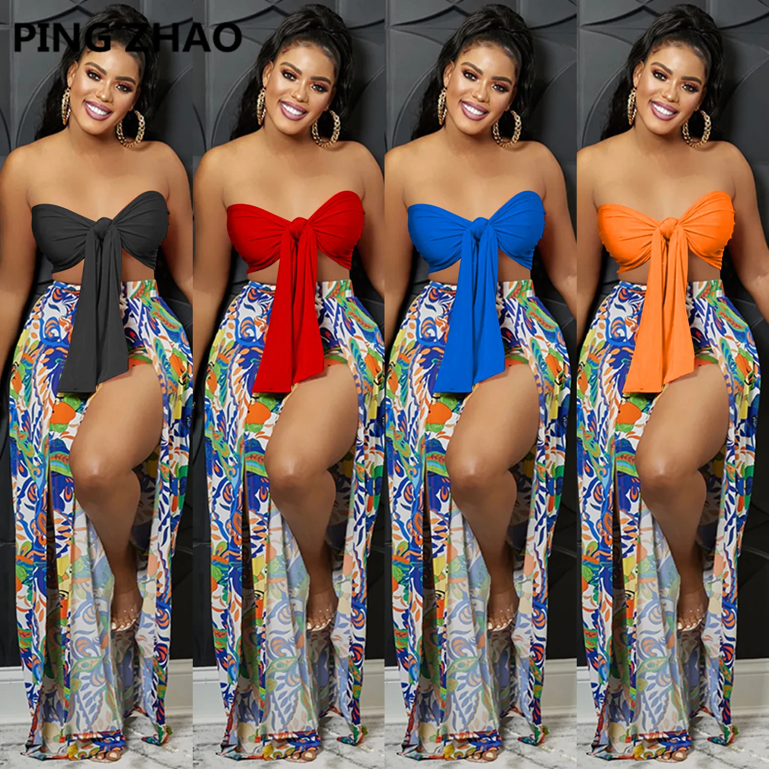 PING ZHAO Beach Women Two Piece Set Outfits Bow Strapless Crop Top and High Split Straight Wide Leg Pants Matching Tracksuit
PING ZHAO Beach Women Two Piece Set Outfits Bow Strapless Crop Top and High Split Straight Wide Leg Pants Matching Tracksuit