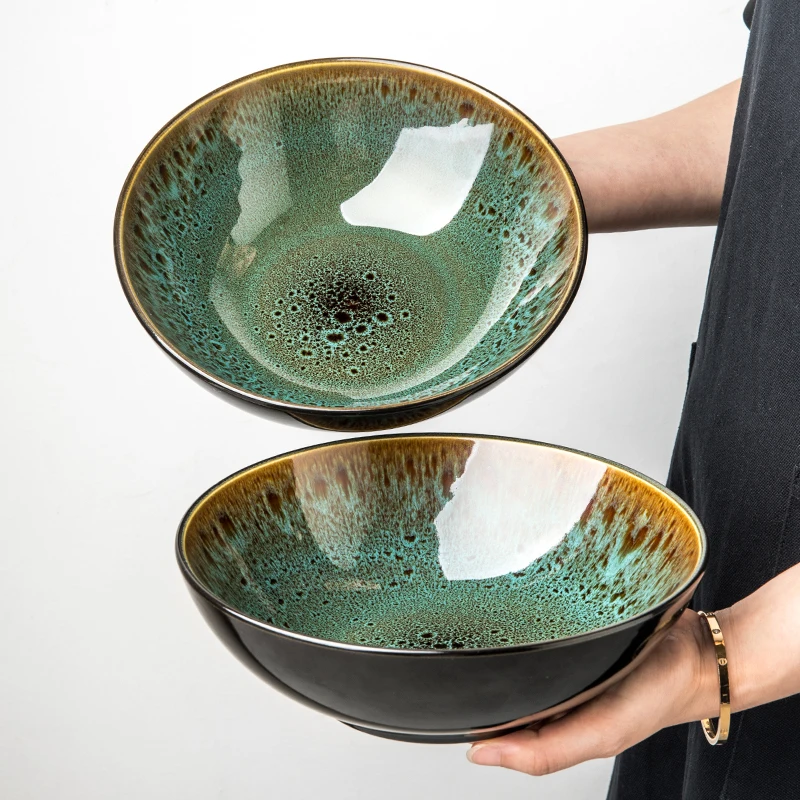 Chinese style retro green ceramic bowl household noodle bowl specialty ramen bowl dish bowl commercial 
Chinese style retro green ceramic bowl household noodle bowl specialty ramen bowl dish bowl commercial