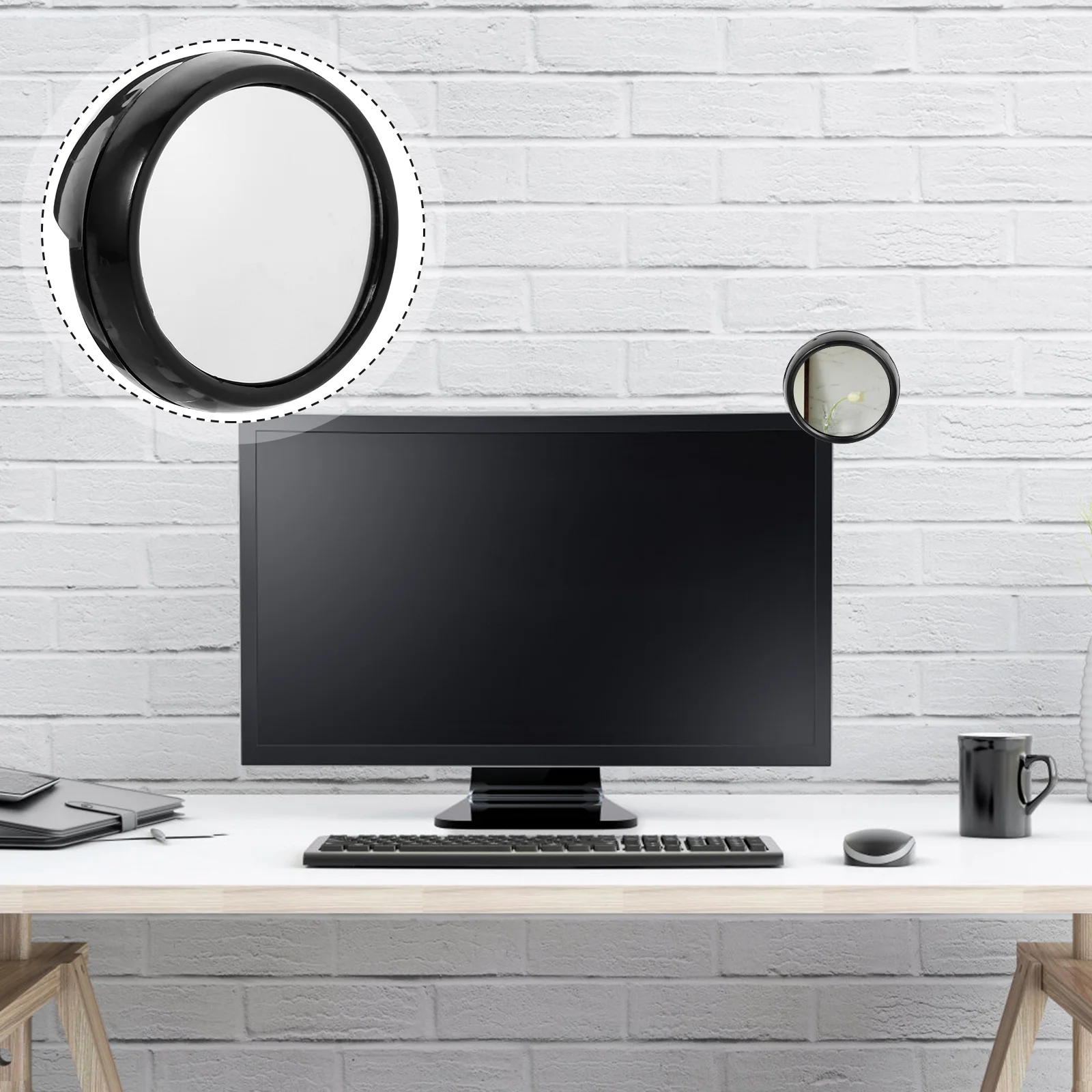 

Mirror Computer Rearview Rear View Cubicle Desk Office Monitor Screen Magnifying Clip Safety Pc Convex You Behind See Laptop