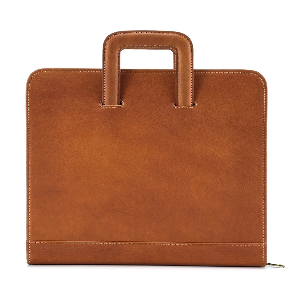 

Genuine Leather Vintage Men Briefcase for 13.3" Laptop 12.9" Tablet Handbag Business Portfolio Organizer Travel Office Bag