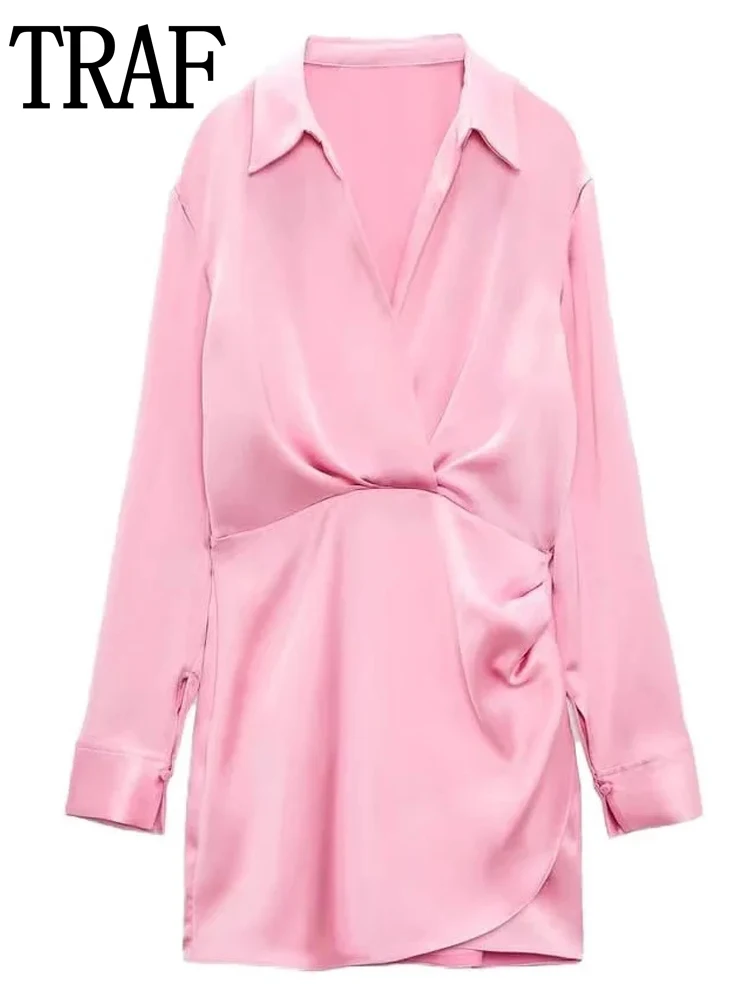 TRAF Pink Satin Dress Woman White Short Dresses For Women 2022 Long Sleeve Collared Shirt Dress Lady Pleated Wrap Casual Dresses
TRAF Pink Satin Dress Woman White Short Dresses For Women 2022 Long Sleeve Collared Shirt Dress Lady Pleated Wrap Casual Dresses