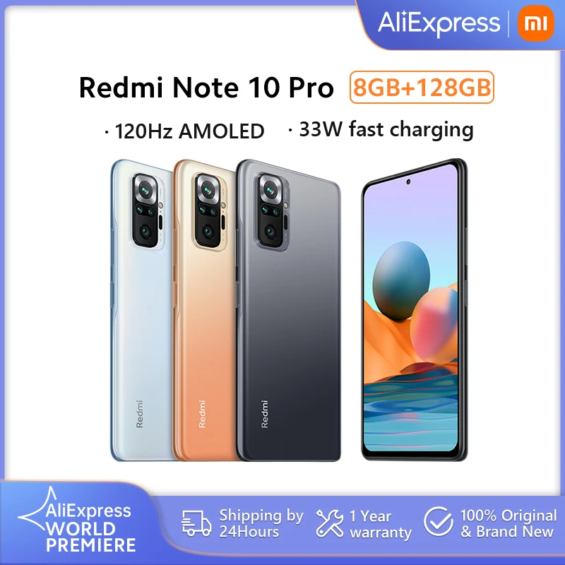 Global Version Xiaomi Redmi Note 10 Pro 6GB RAM 64GB / 128GB ROM Mobile Phone 108MP Camera Snapdragon 732G 120Hz AMOLED Display
Global Version Xiaomi Redmi Note 10 Pro 6GB RAM 64GB / 128GB ROM Mobile Phone 108MP Camera Snapdragon 732G 120Hz AMOLED Display