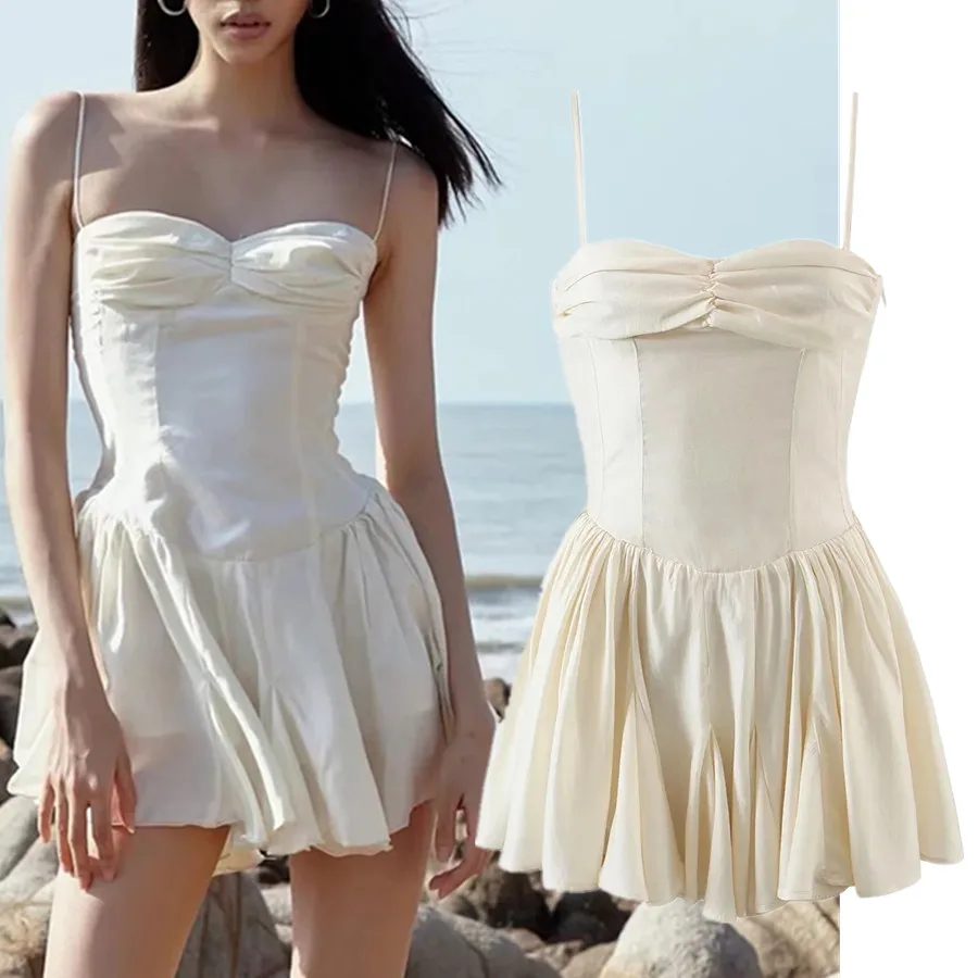 Withered 2023 Indie Folk Boho Vintage Pleated Asymmetry Spaghetti Strapless Pure Color Sexy Summer Suspender Dress Women
Withered 2023 Indie Folk Boho Vintage Pleated Asymmetry Spaghetti Strapless Pure Color Sexy Summer Suspender Dress Women