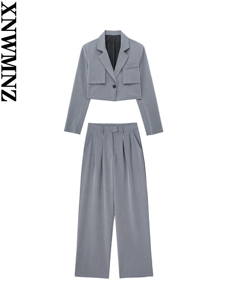 XNWMNZ 2023 женский модный короткий Блейзер с длинным рукавом или винтажные прямые брюки с высокой талией на молнии уличный Женский комплект из двух предметов 
XNWMNZ 2023 женский модный короткий Блейзер с длинным рукавом или винтажные прямые брюки с высокой талией на молнии уличный Женский комплект из двух предметов