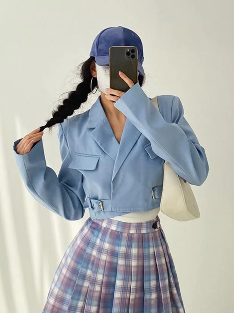 Sweet Spring And Autumn Hot Girl Street Style High Waist Suit Collar Short Coat Solid Color Trend Women's Clothing E5ND
Sweet Spring And Autumn Hot Girl Street Style High Waist Suit Collar Short Coat Solid Color Trend Women's Clothing E5ND