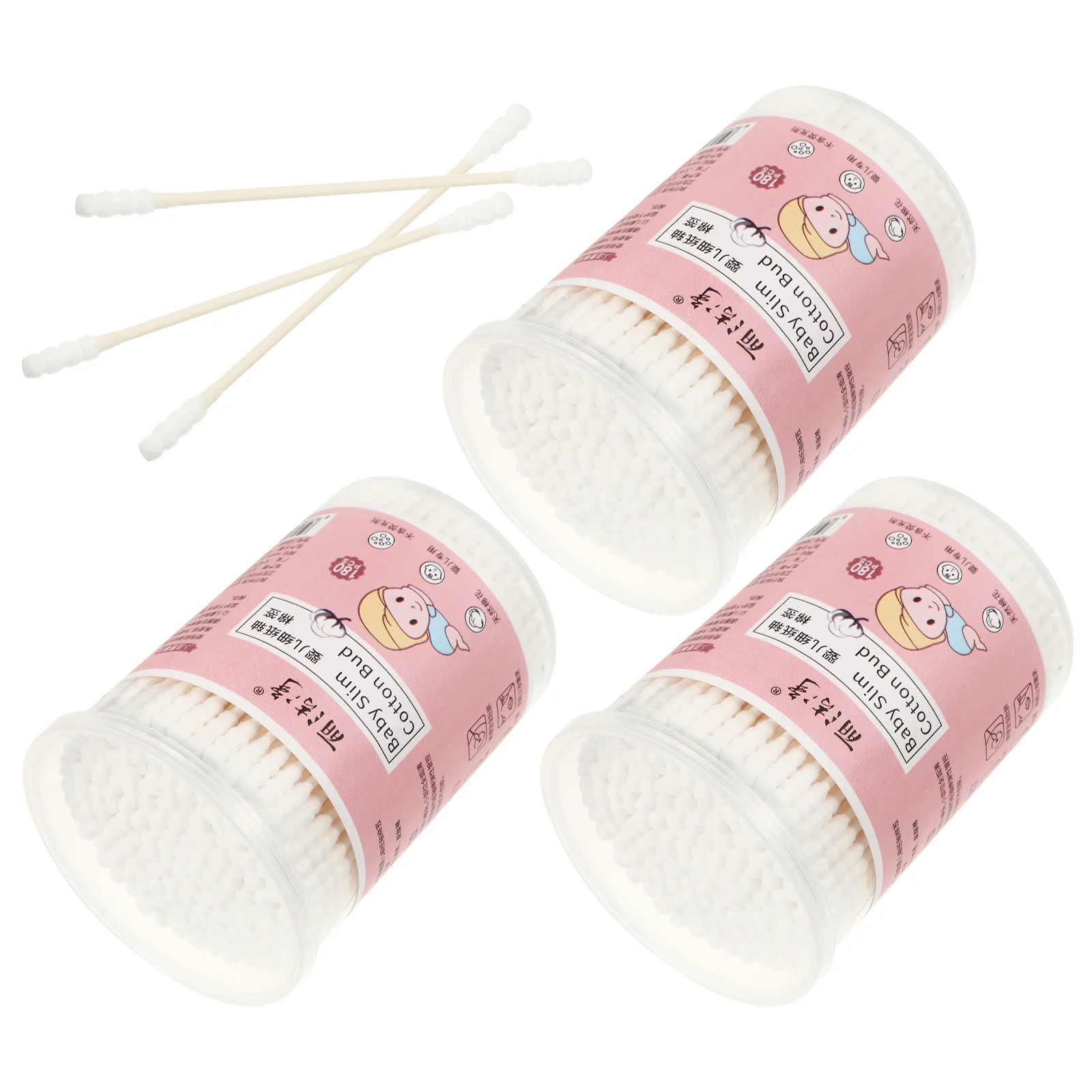 

3 Boxes Cotton Swab Swabs Disposable Safety Buds Ear Cleaning Sticks Makeup White Absorbent Double-headed Kids Child