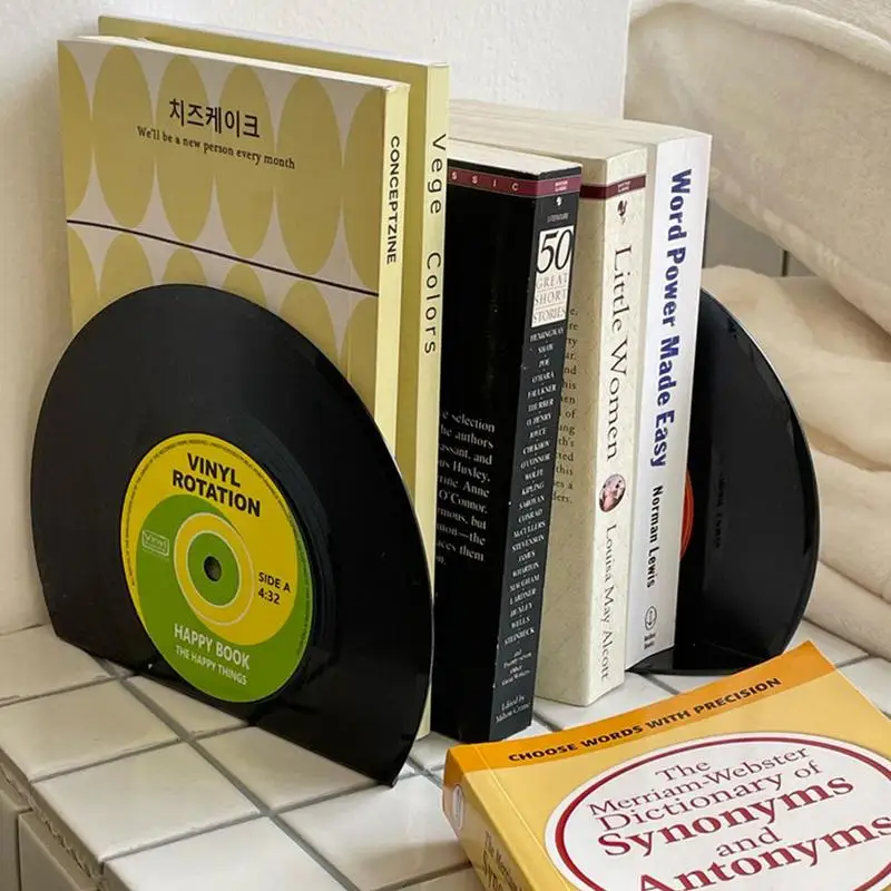 New 1 Pair Arrival ABS Vinyl CD Bookends Creative Record Bookstand Desktop Decoration Rubbie Vintage Partition Bookcase
New 1 Pair Arrival ABS Vinyl CD Bookends Creative Record Bookstand Desktop Decoration Rubbie Vintage Partition Bookcase