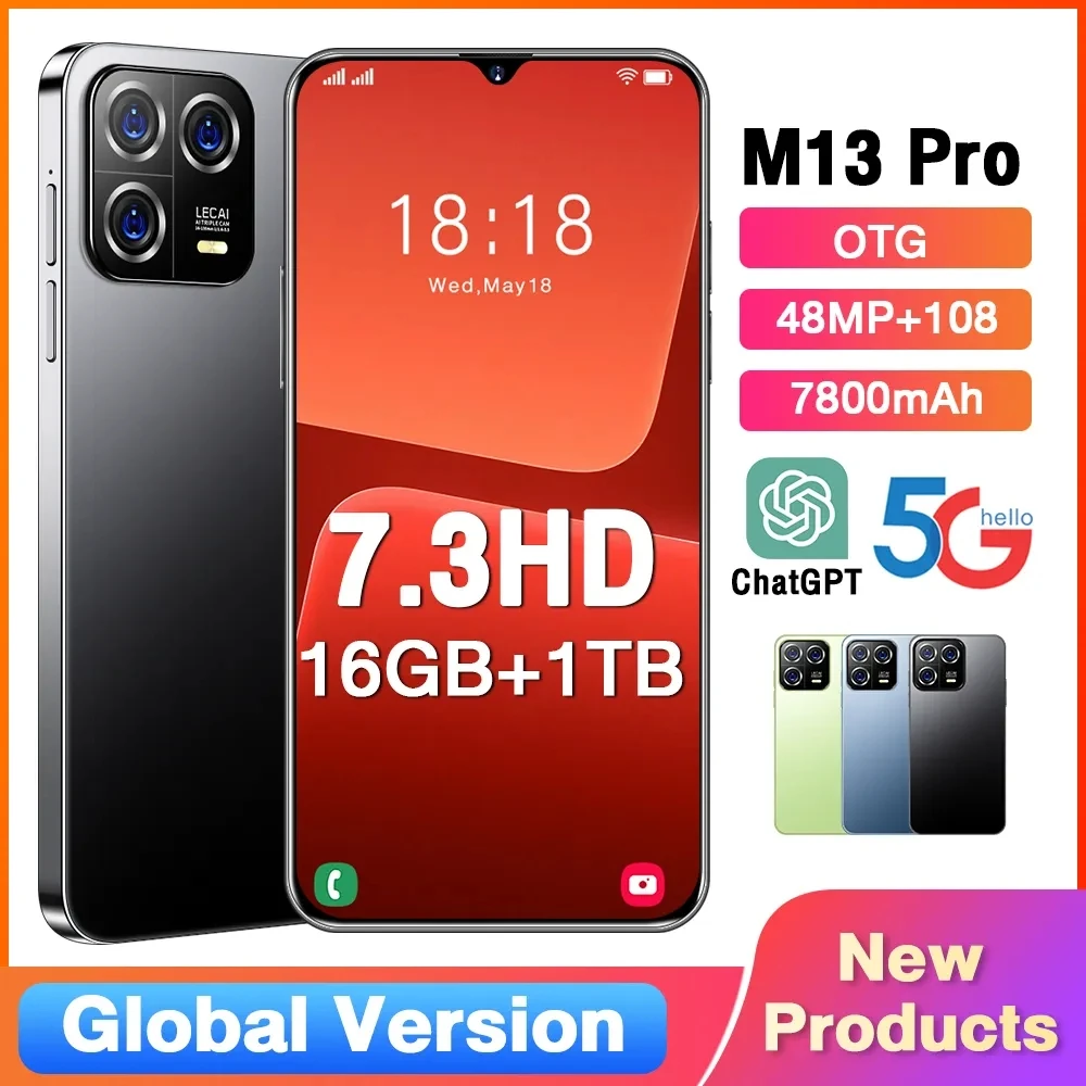 M13 Pro 7.3 Inch HD 2023 Brand New 16+1TB Full Screen Global Version Unlocked android New Smart Cell Phone 5G Mobile Phones
M13 Pro 7.3 Inch HD 2023 Brand New 16+1TB Full Screen Global Version Unlocked android New Smart Cell Phone 5G Mobile Phones