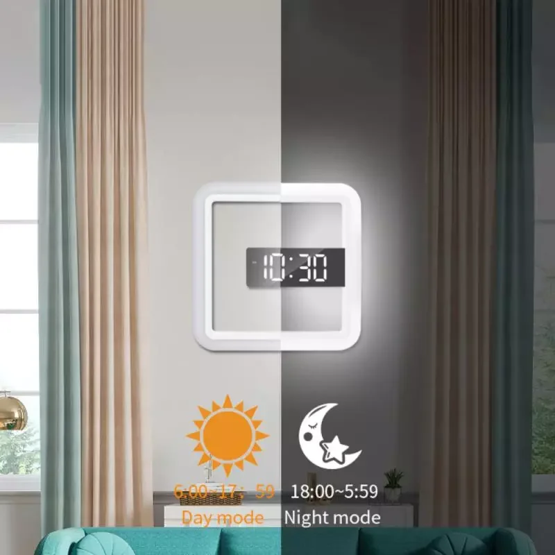 LED Wall Clock Remote Control Digital Mirror Clock Alarm Temperature Ring Multicolor Light Square Hollow Wall Light Color Switch
LED Wall Clock Remote Control Digital Mirror Clock Alarm Temperature Ring Multicolor Light Square Hollow Wall Light Color Switch