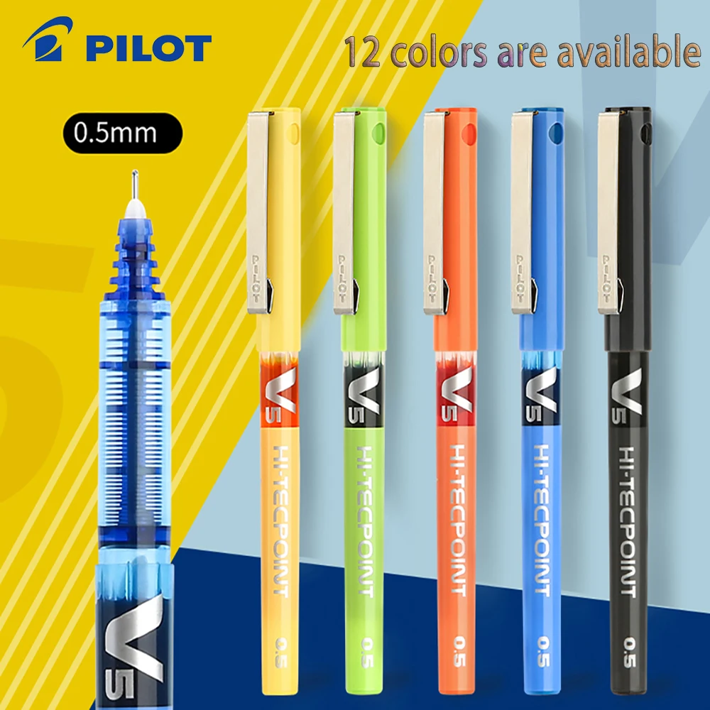 

12 Pcs PILOT Gel Pens BX-V5 Straight Liquid Ballpoint Pen 0.5mm 12 Colors Large Capacity Water Pen School Supplies Stationery