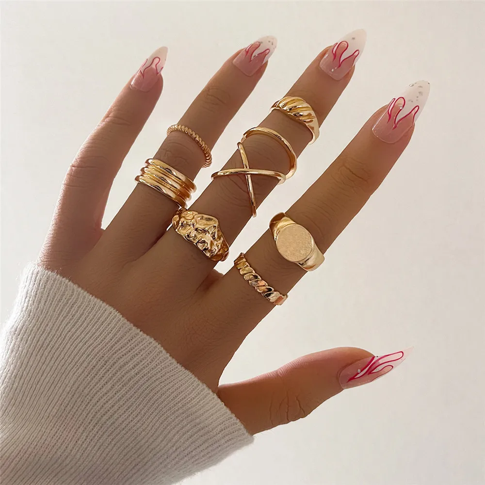8Pcs/Set Vintage Gold Thick Chain Open Rings Set For Women Geometric Fashion Simple Bohemian Twist Ring Trendy Jewel
8Pcs/Set Vintage Gold Thick Chain Open Rings Set For Women Geometric Fashion Simple Bohemian Twist Ring Trendy Jewel