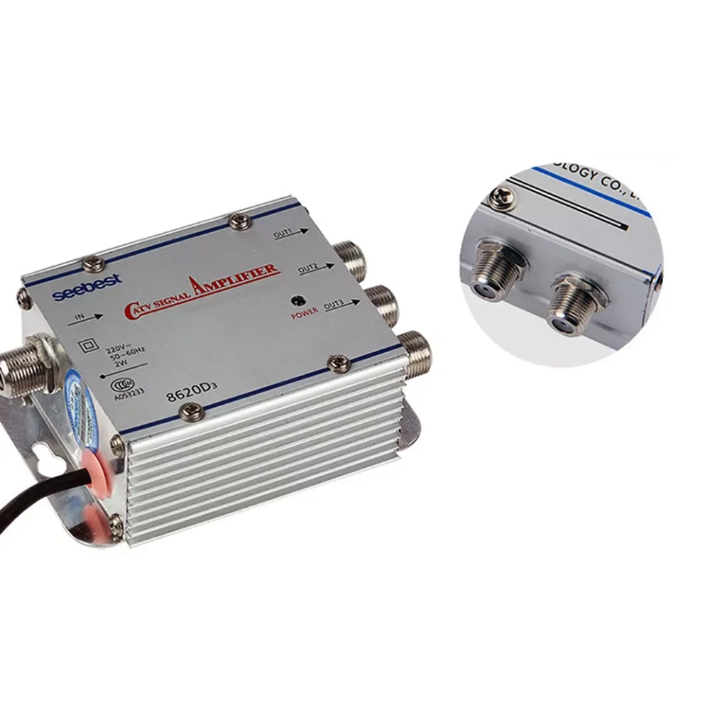 New 220V 1 In 3 Out CATV Cable TV Splitter Amplifier 20dB Digital TV Antenna Signal Booster TV Amplifier 45-860MHz
New 220V 1 In 3 Out CATV Cable TV Splitter Amplifier 20dB Digital TV Antenna Signal Booster TV Amplifier 45-860MHz