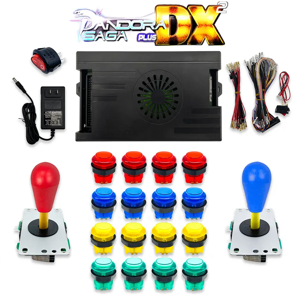 

Pandora Saga DX Box 9800 in 1 Arcade DIY Kit Game Console American Style 8 Way Joystick Led Light Push Button Cabinet Bartop