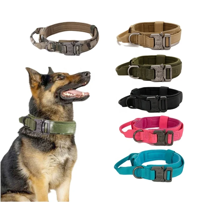 Tactical Dog Collar Military Dog Collar Adjustable Nylon Dog Collar Heavy Duty Metal Buckle with Handle for Dog Training
Tactical Dog Collar Military Dog Collar Adjustable Nylon Dog Collar Heavy Duty Metal Buckle with Handle for Dog Training