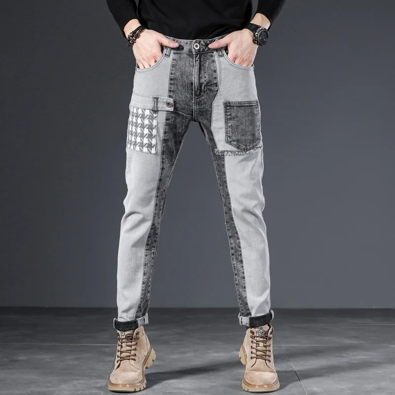 Spring Autumn Patchwork Hip Hop Slim Luxury Brand Men Jeans Casual Grey Designer Casual Denim Boyfriend Work Stickers Trousers
Spring Autumn Patchwork Hip Hop Slim Luxury Brand Men Jeans Casual Grey Designer Casual Denim Boyfriend Work Stickers Trousers