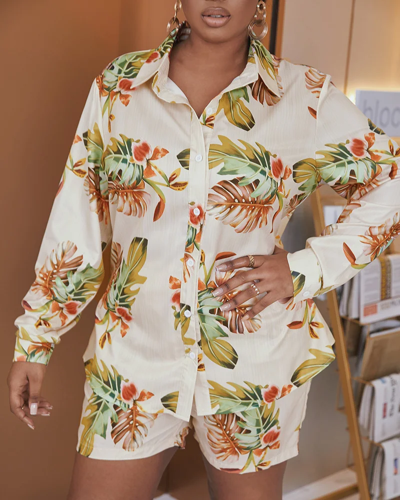 Chicme Casual Women ATropical Print Long Sleeve Buttoned Top & Shorts Sets Femme Oversized Two Pieces Outfits Robe Clothing
Chicme Casual Women ATropical Print Long Sleeve Buttoned Top & Shorts Sets Femme Oversized Two Pieces Outfits Robe Clothing
