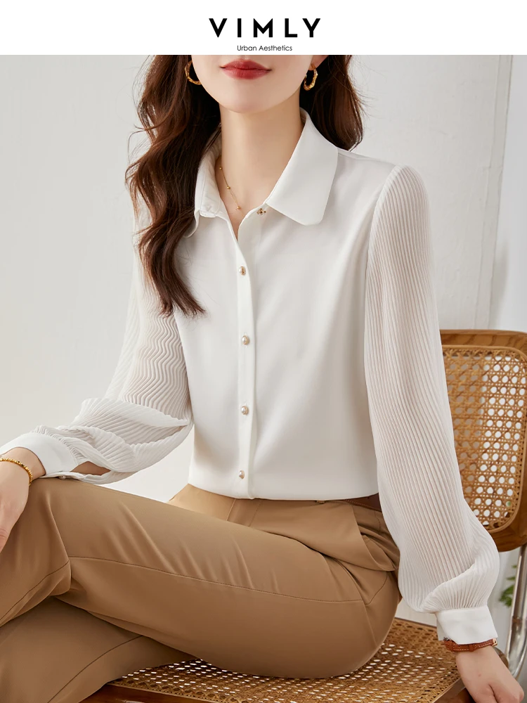 Vimly Office Lady Chiffon Shirt for Women 2023 Summer Straight Turn-down Collar Single Breasted Lantern Sleeve Casual Shirts
Vimly Office Lady Chiffon Shirt for Women 2023 Summer Straight Turn-down Collar Single Breasted Lantern Sleeve Casual Shirts