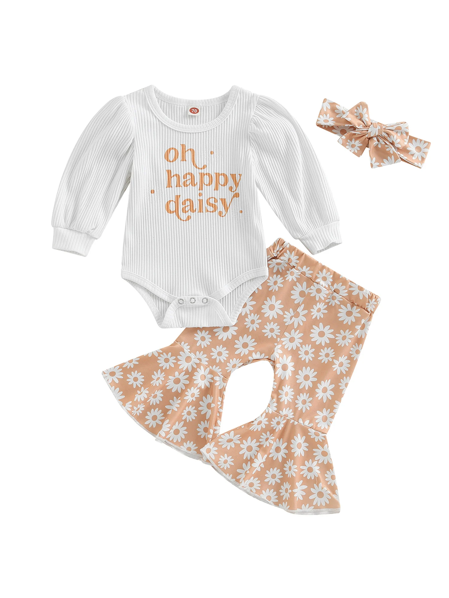 Baby Girl Outfit Bell Bottoms Floral Pants Set Fall Winter Clothes Daisy Romper Bodysuit Headbands 
Baby Girl Outfit Bell Bottoms Floral Pants Set Fall Winter Clothes Daisy Romper Bodysuit Headbands
