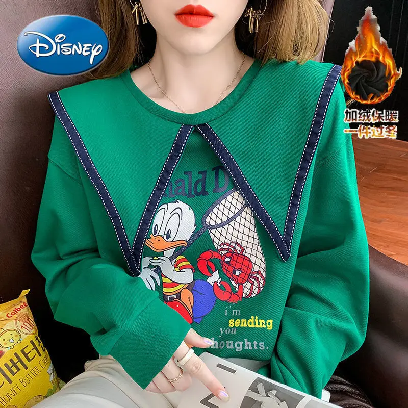 Disney Donald Duck autumn and winter new navy collar cartoon craft printing long-sleeved sweater loose and thin doll collar top
Disney Donald Duck autumn and winter new navy collar cartoon craft printing long-sleeved sweater loose and thin doll collar top