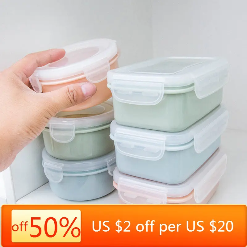 

Plastic Lunch Box Bento Box Vegetables Fruit Salad Fresh-Keeping Bowl with Lid Seal Leak Proof Camping Picnic Food Storage Box