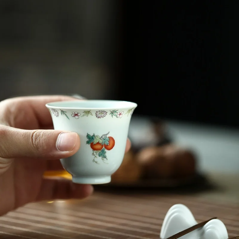 

Цзиндэчжэнь, Пастельная чашка из хлопка для дыни, ручная роспись, цветок, рот, керамическая чашка, чайный набор, одна чайная Пивоваренная чаш...