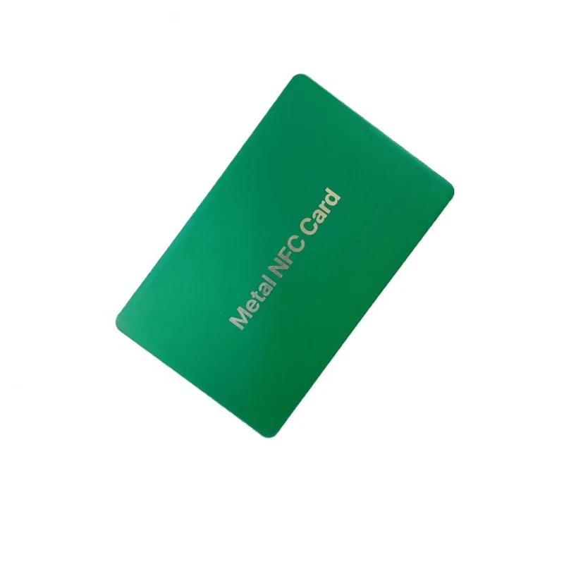 

New arrival Matte Green Eco friendly Blank Engrave logo Metal Hidden RFID NFC Smart Digital Business Name VIP Loyalty Card