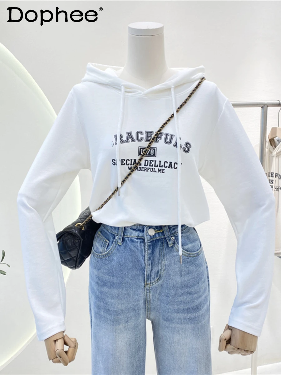 Korean Letters Printed Loose Slimming Short Hooded Long Sleeve Sweatshirt Women 2022 Autumn New Sports Leisure White Hoodie Top
Korean Letters Printed Loose Slimming Short Hooded Long Sleeve Sweatshirt Women 2022 Autumn New Sports Leisure White Hoodie Top