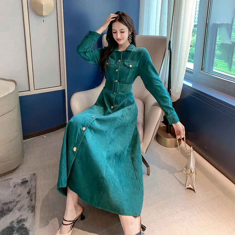 Spring and Autumn 2022 corduroy dress long French retro temperament small Hepburn wind waist slim female
Spring and Autumn 2022 corduroy dress long French retro temperament small Hepburn wind waist slim female
