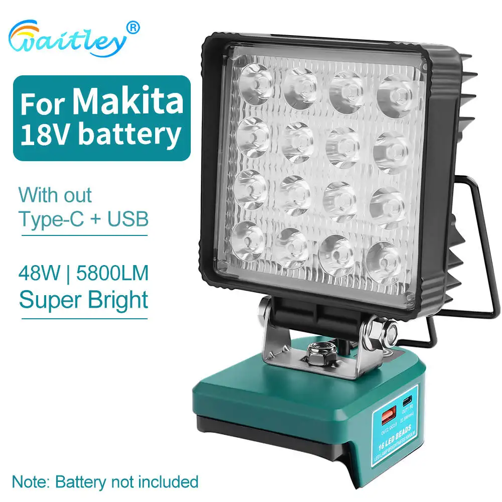 Портативный прожектор Waitley 48Вт для Makita/Dewalt 18В 
Портативный прожектор Waitley 48Вт для Makita/Dewalt 18В