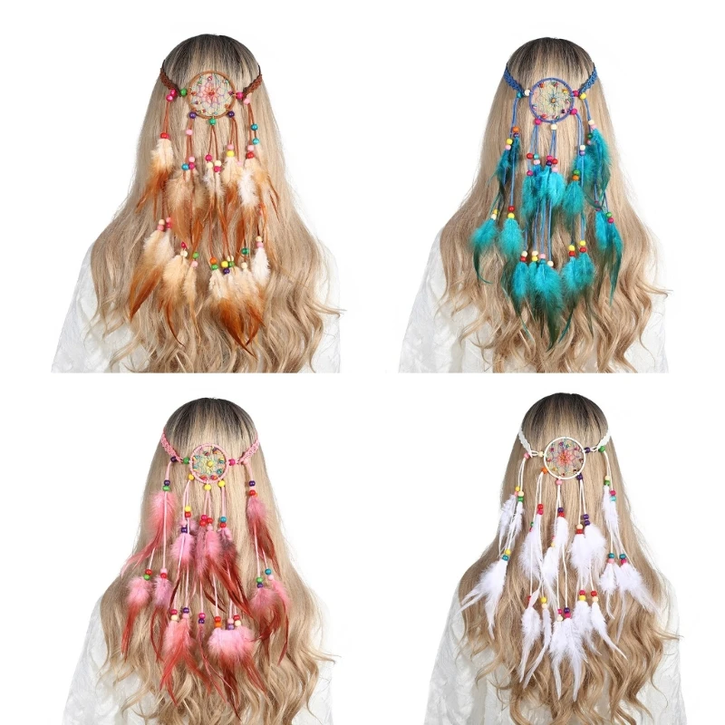 F42F Feather&Beads Decors Headband for Women Dreamcatchers Netting Hairband Ethnic Style Hair Hoop fpr Halloween Party
F42F Feather&Beads Decors Headband for Women Dreamcatchers Netting Hairband Ethnic Style Hair Hoop fpr Halloween Party