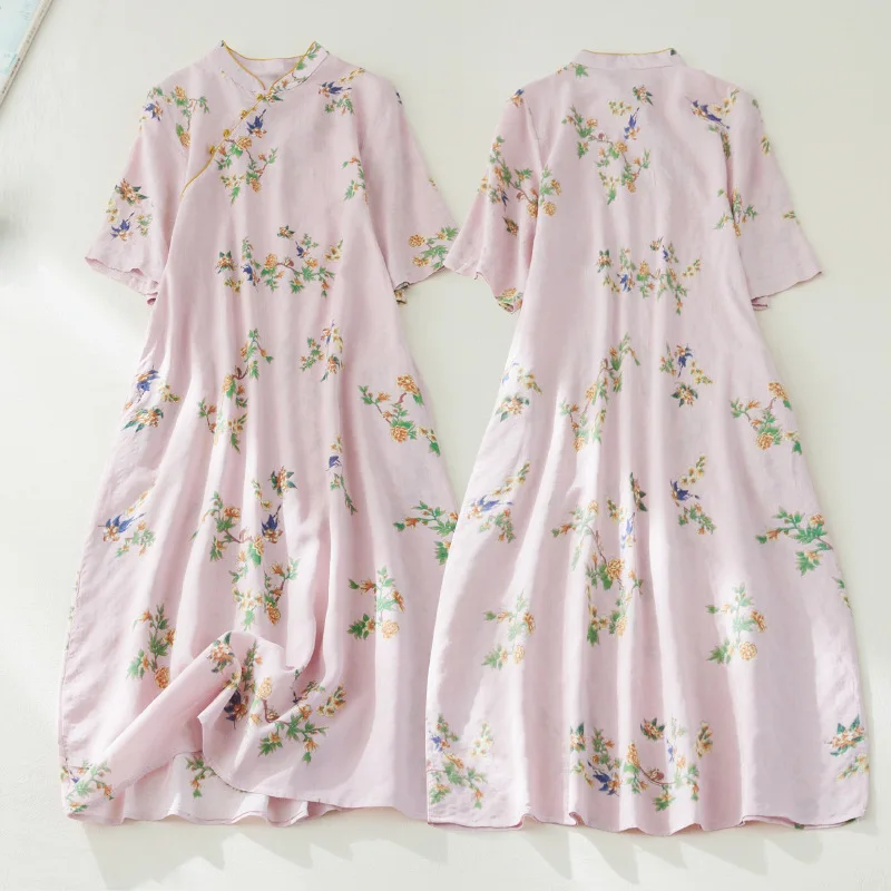 FZSLCYIYI Thin Loose Chinese Cotton Linen Short Sleeve A-Line Cheongsam Traditional Qipao Dress Women Clothing
FZSLCYIYI Thin Loose Chinese Cotton Linen Short Sleeve A-Line Cheongsam Traditional Qipao Dress Women Clothing