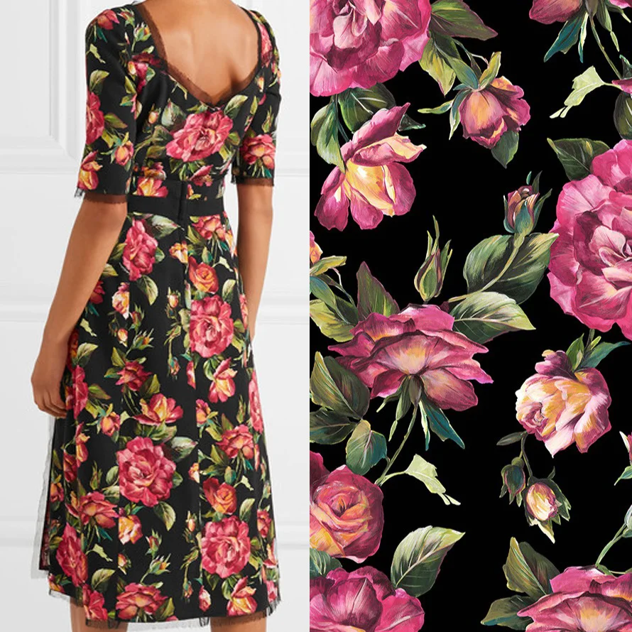 Printed Fabric Digital Flower Pattern Hand-painted Rose Pattern Printing Cloth for Dresses Skirts Shirts Suit by the Yard
Printed Fabric Digital Flower Pattern Hand-painted Rose Pattern Printing Cloth for Dresses Skirts Shirts Suit by the Yard