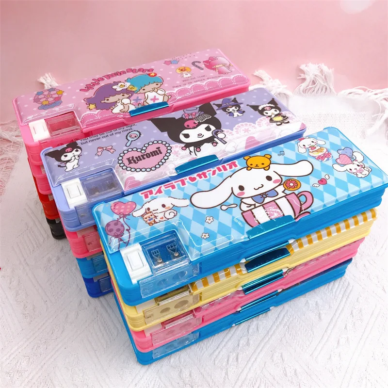 Sanrio Cartoon Melody Kuromi Cinnamoroll Double-sided Stationery Pencil Box Kids Multi-function Pencil Box with Pencil Sharpener
Sanrio Cartoon Melody Kuromi Cinnamoroll Double-sided Stationery Pencil Box Kids Multi-function Pencil Box with Pencil Sharpener