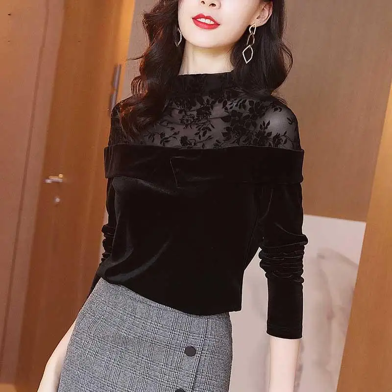 Women's Tops Autumn Winter Slash Neck Fashion Lace Gauze Long Sleeve Pullovers Slim Commute Solid Color Printed Casual All-match
Women's Tops Autumn Winter Slash Neck Fashion Lace Gauze Long Sleeve Pullovers Slim Commute Solid Color Printed Casual All-match