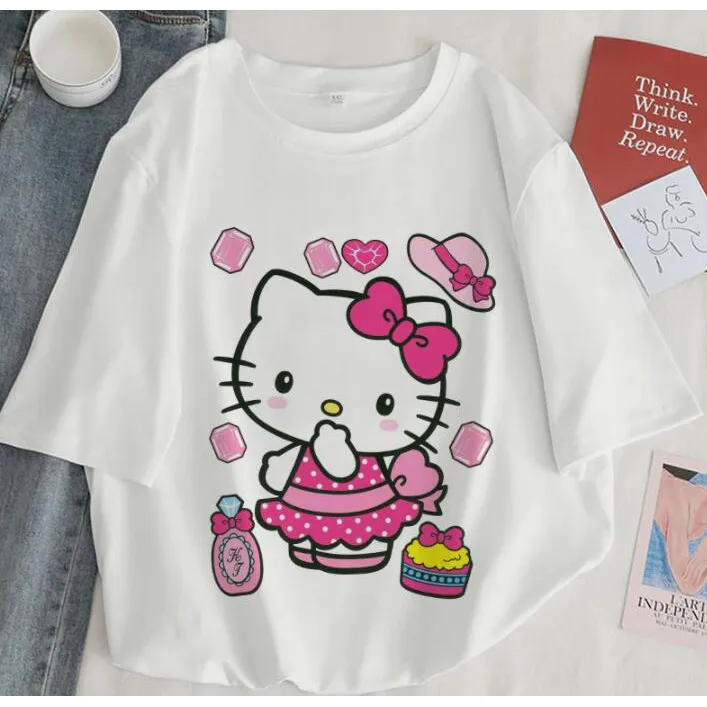 Hello Kitty Kawaii Graphic Print T Shirt Sanrio Ladies Harajuku Aesthetic White Top T Shirt Anime Cute Style Y2k Women T Shirt
Hello Kitty Kawaii Graphic Print T Shirt Sanrio Ladies Harajuku Aesthetic White Top T Shirt Anime Cute Style Y2k Women T Shirt