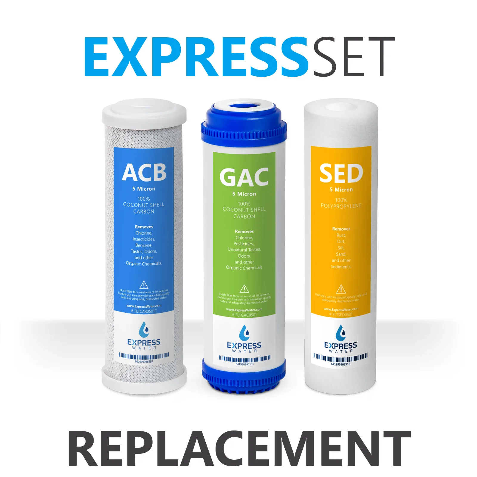 6 Month Reverse Osmosis and Under Sink System Replacement Filter Set – 3 Filters with Carbon (GAC, ACB) and Sediment (SED) –
6 Month Reverse Osmosis and Under Sink System Replacement Filter Set – 3 Filters with Carbon (GAC, ACB) and Sediment (SED) –