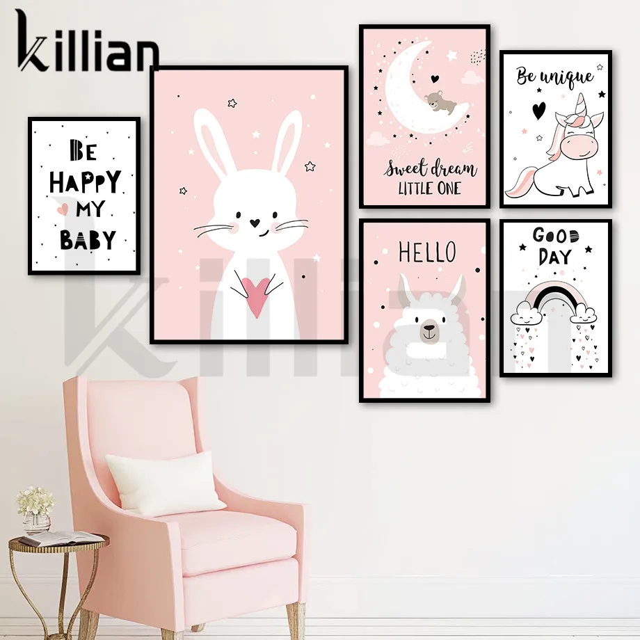 Sweet Dream Little One Canvas Painting Pink Animal Rabbit Alpaca Unicorn Rainbow Cloud Cartoon Wall Art Picture Kids Room Decor
Sweet Dream Little One Canvas Painting Pink Animal Rabbit Alpaca Unicorn Rainbow Cloud Cartoon Wall Art Picture Kids Room Decor