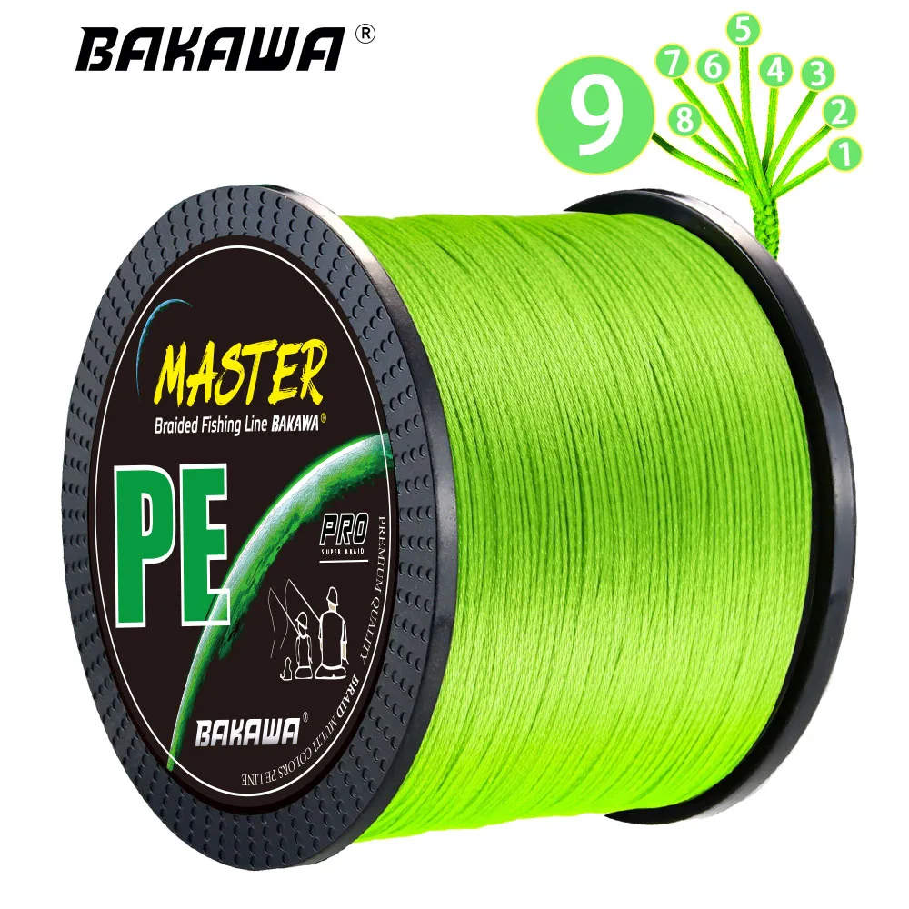 

BAKAWA 9 Strands 1000M 500M 300M 100M X9 Weaves PE Braided Fishing Line Multifilament For Carp Fly Sea Saltwater Accessories