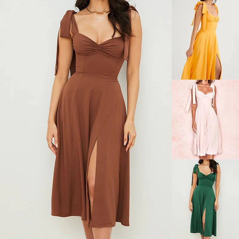 2023 Fashion New Women's Sexy Halter Mid-length Dress, V-neck Sleeveless Open Waist Pure Color Casual High Waist Dress
2023 Fashion New Women's Sexy Halter Mid-length Dress, V-neck Sleeveless Open Waist Pure Color Casual High Waist Dress