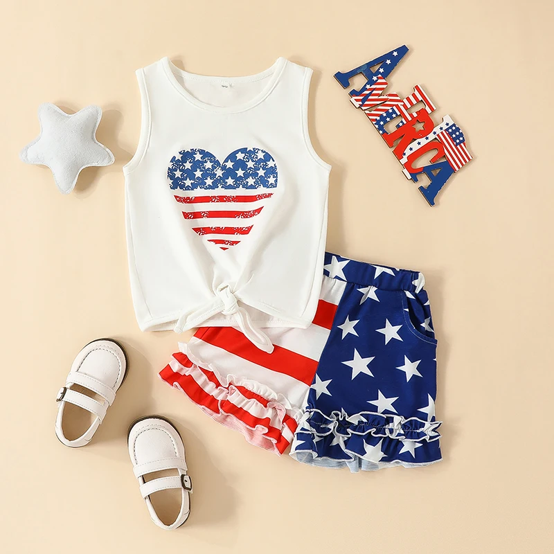 Toddler Girls Clothes 2PCS Shorts Sets White Sleeveless Vest and Stars Striped Shorts Sets Summer Outfits Clothing
Toddler Girls Clothes 2PCS Shorts Sets White Sleeveless Vest and Stars Striped Shorts Sets Summer Outfits Clothing