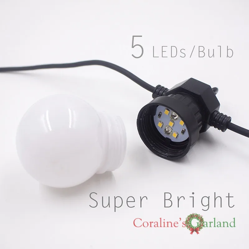Светодиодная гирлянда с 25 круглыми лампочками IP65 водонепроницаемая наружная на