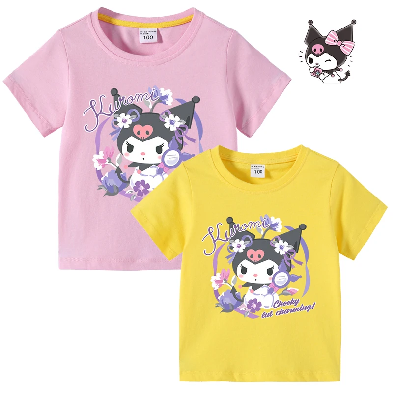 Хлопковая футболка Sanrio Kuromi для детей, Удобная Повседневная рубашка с коротким рукавом для мальчиков и девочек, на лето
Хлопковая футболка Sanrio Kuromi для детей, Удобная Повседневная рубашка с коротким рукавом для мальчиков и девочек, на лето