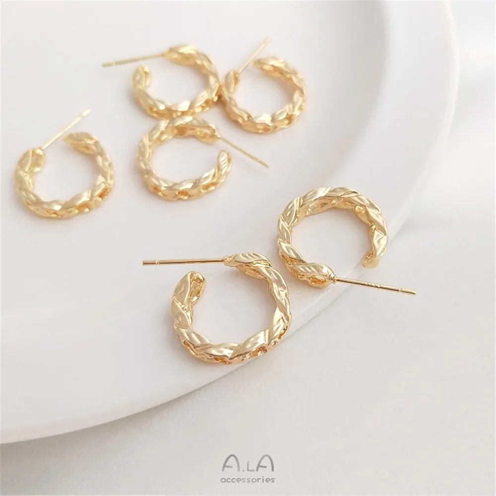 S925 Silver needle earrings 14K gold color twist chain earring handmade earrings diy fashionable earrings
S925 Silver needle earrings 14K gold color twist chain earring handmade earrings diy fashionable earrings