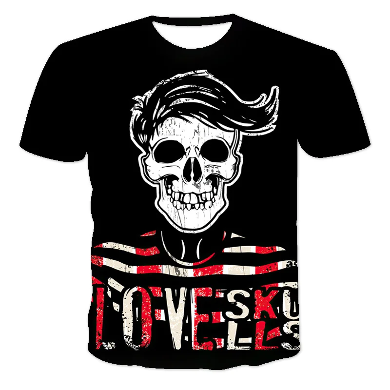 Punk Skull 3D Printing Street Trend Men T-shirt Popular Fashion Model Women Summer Rock Summer Clothing Casual Neck Sleeve Tees
Punk Skull 3D Printing Street Trend Men T-shirt Popular Fashion Model Women Summer Rock Summer Clothing Casual Neck Sleeve Tees