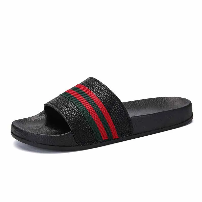 Striped Brand Designer Couples Slippers Shoes Leather Summer Footwear Fashion Female Slides Men Outdoor Flat Woman Sandals Mules
Striped Brand Designer Couples Slippers Shoes Leather Summer Footwear Fashion Female Slides Men Outdoor Flat Woman Sandals Mules